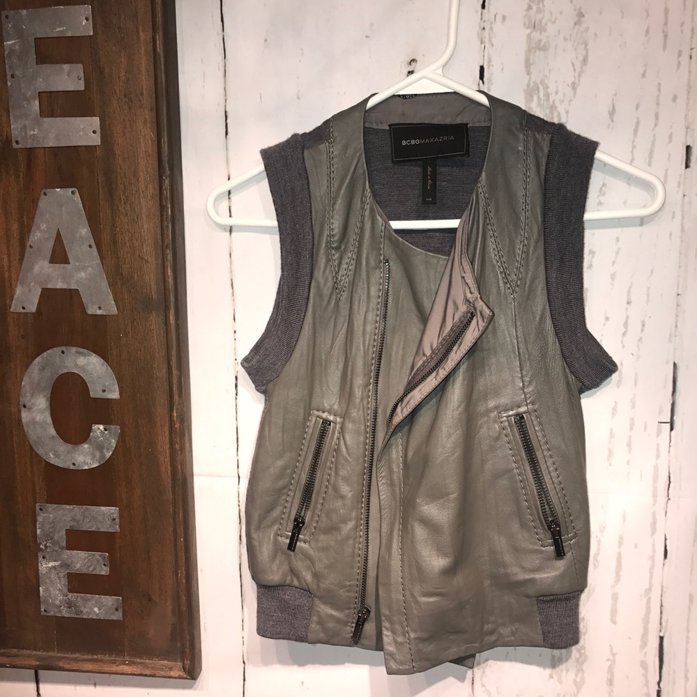 BCBGMax Azria Leather/ Sweater Women's Vest xxs